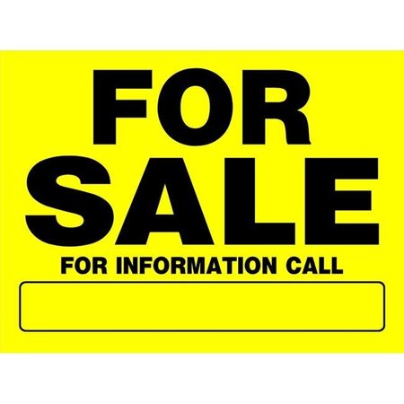 HILLMAN Hillman Group 842094 12 x 16 in. Black & Yellow Plastic for Sale Sign 842094